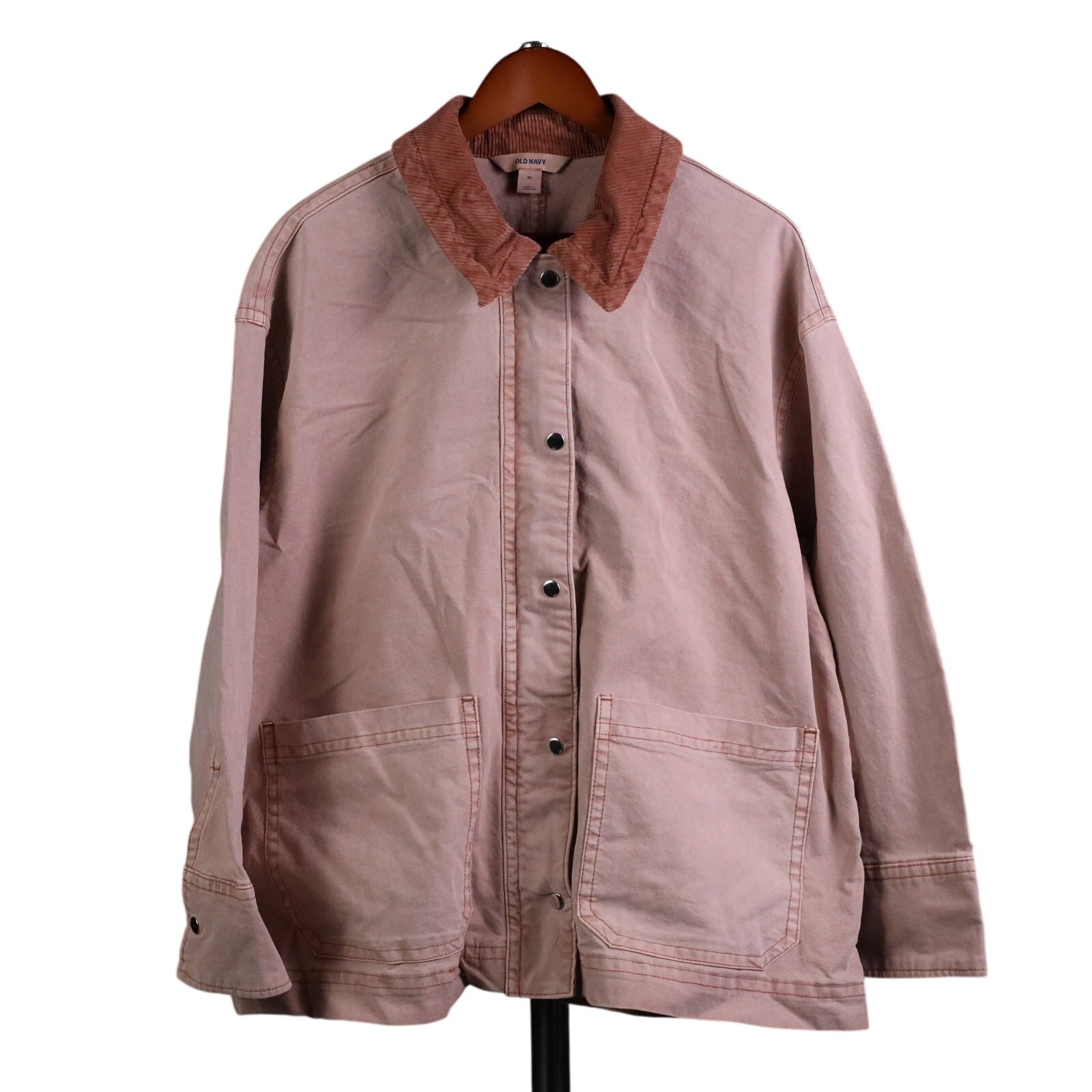 Old Navy Chore Jacket Womens XL Pink Corduroy Collar Utility Workwear Barn Coat