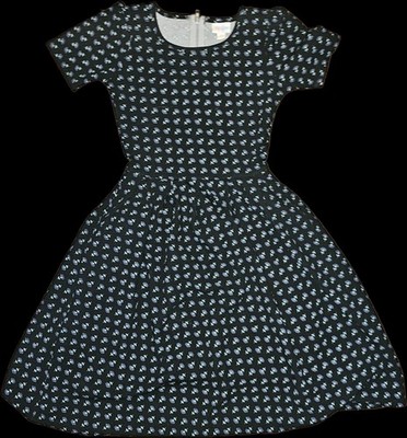 LuLaRoe XXS Amelia Dress, NWOT, Black w/Blue Flowers, Zip Up Back, Pocket, Flare