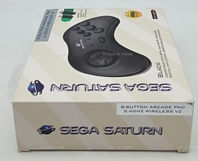 Sega Saturn Black 8-Button Arcade Pad 2.4 GHZ Wireless V2 Video Game Remote 2012