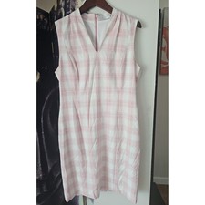 Elie Tahari Amelia Pink Plaid Sleeveless V Neck Career Mini Dress