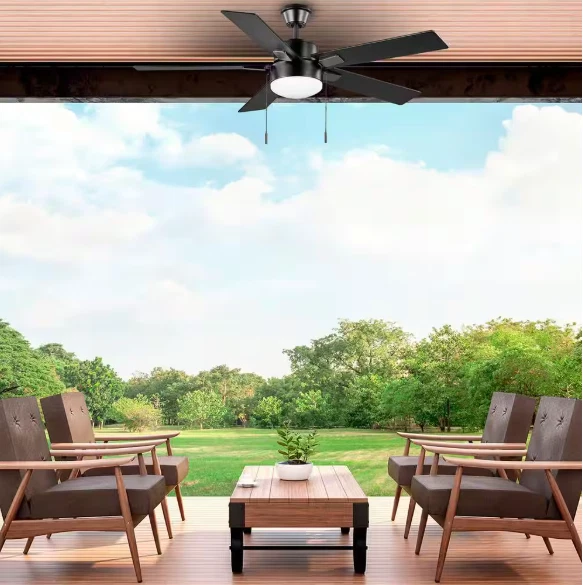 Hampton Bay 52 in. Corwin Indoor/Outdoor Matte Black LED Ceiling Fan with Light - Image 4 of 4