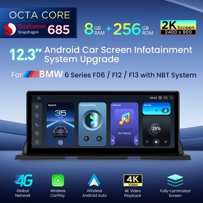 12,3'' Autoradio Für BMW 6er F06 F12 F13 NBT Qualcomm 685 8Kern 8G+256GB GPS Navi
