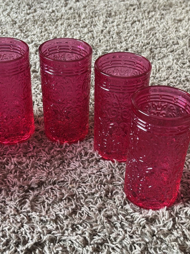 Jax 高球眼镜 14 盎司 6 件套粉色水晶玻璃杯浮雕 - 美丽 — 第 4/4 张图片