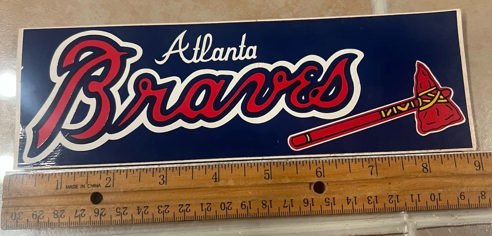 Atlanta Braves Vintage Bumper Sticker MLB Baseball 1990s USA NOS 9x3” - Image 2 of 4