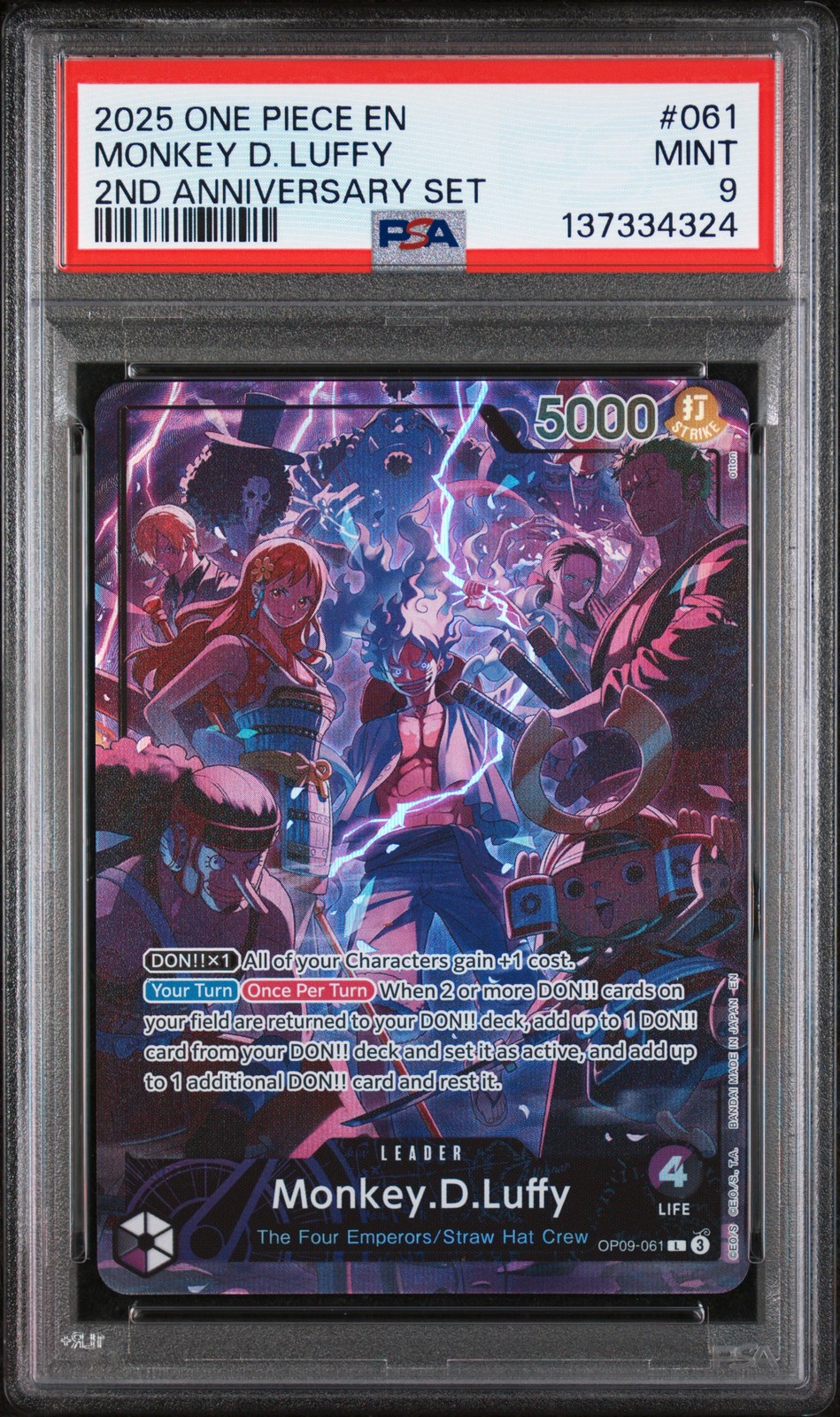 Monkey D. Luffy 061 One Piece English 2nd Anniversary One Piece PSA 9