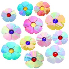 6 Colors Flower Mosaic Tiles Set for DIY Craft Workmanship 2 Sizes Colorful G...