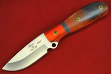 Busse Custom MAX Warden .096" Satin ElMax,Orange/Black G10 G-rexed Sheep's Horn