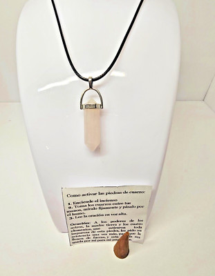 COLLAR CUARZO ROSADO / PINK QUARTZ NECKLACE ATRAE AMOR BUENA SUERTE DINERO