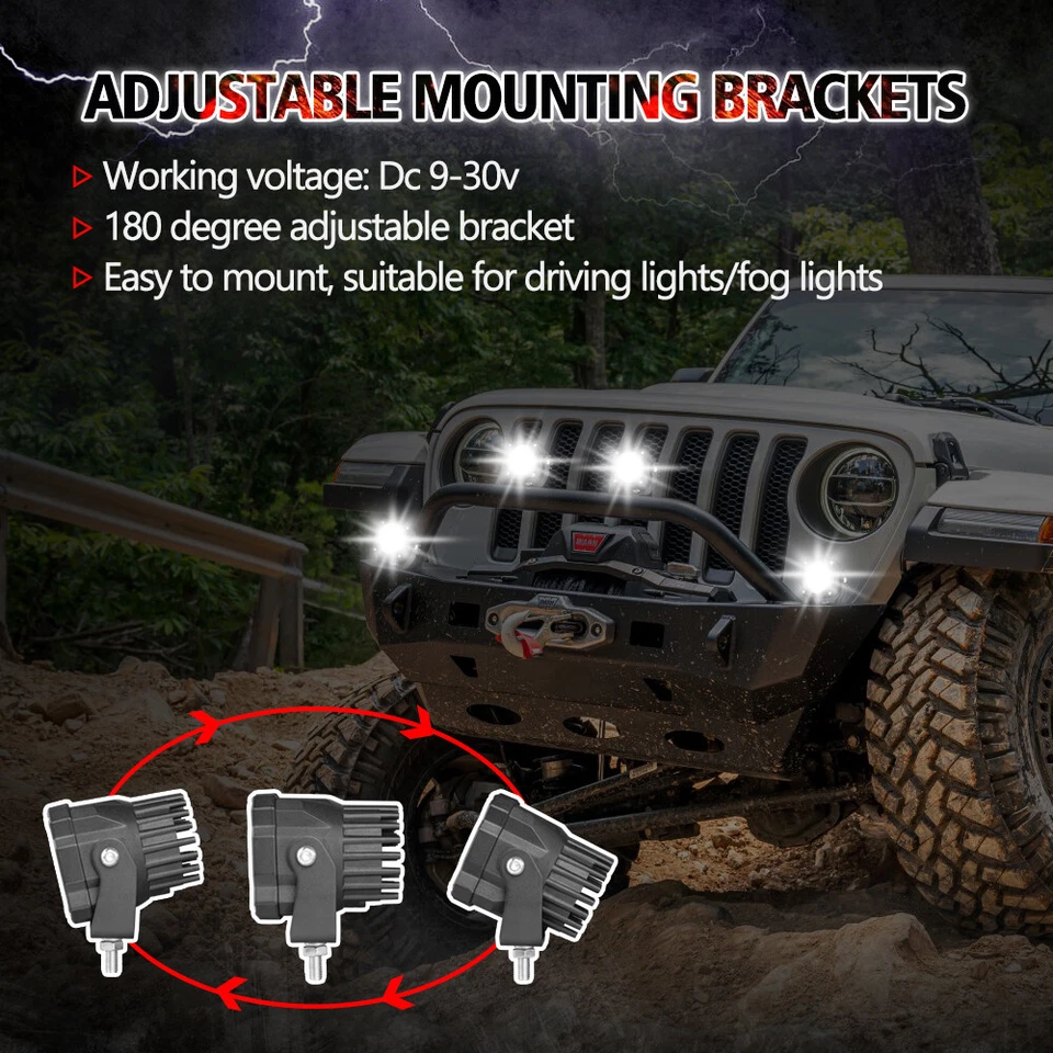 Luces antiniebla redondas súper LED de 2,6/4 pulgadas 2 piezas luces antiniebla de conducción todoterreno Foto 4 de 4