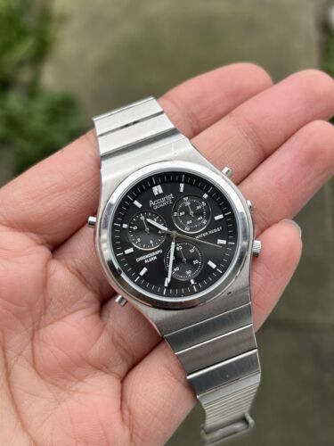 RARE! Accurist Alarm Chronograph Bull 38mm Stainless Steel Men’s Watch