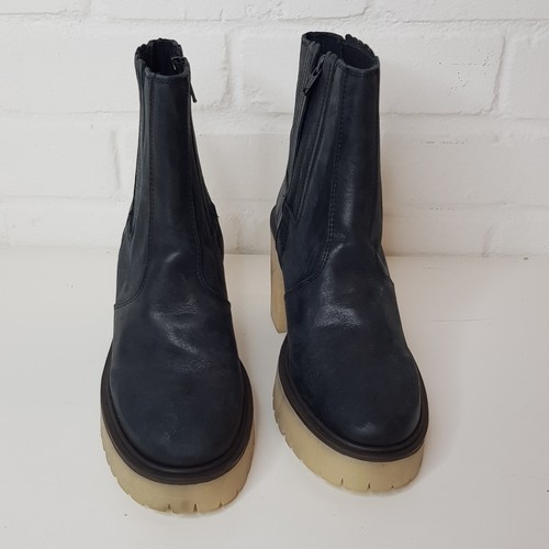 Botas de Tacón Chelsea Free People James Talla UK 3 Cuero Negro Gruesas Boho - Imagen 4 de 11