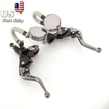 Motorcycle 7/8'' Brake Master Cylinder Reservoir Hydraulic Clutch Lever Gray