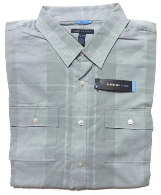 New Van Heusen Men's Slim Fit Short Sleeve Shirt Size 2XL Neck 18 - 18"  Green | eBay