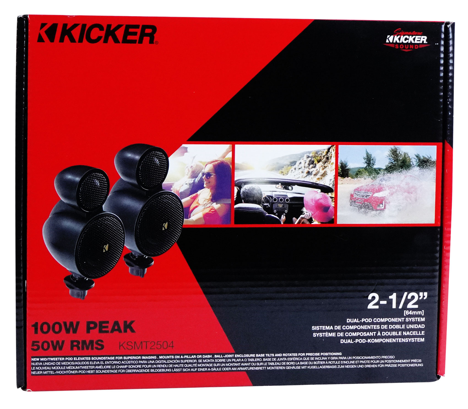 Компонентные динамики приборной панели автомобиля Kicker 47KSMT2504 мощностью 50 Вт 25 Dual Pod ROCKBOX