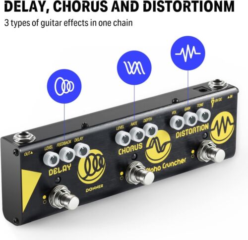 Donner Alpha Cruncher Multi Efectos Pedal Distorsión Retraso con Adaptador de Corriente - Imagen 3 de 11