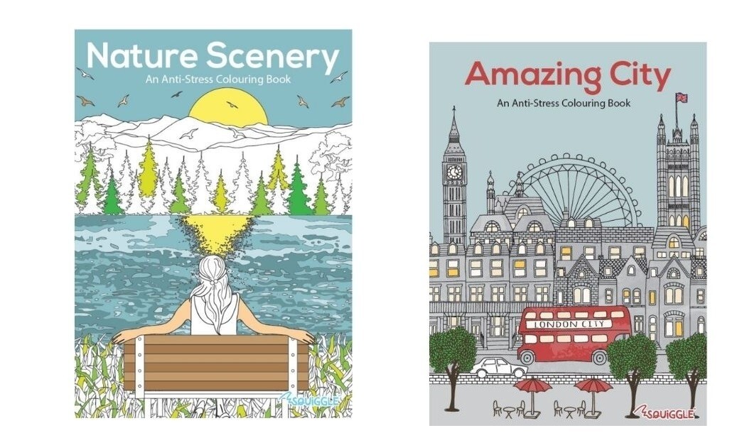 Nature Scenery & Amazing City Anti-Stress Colouring Books