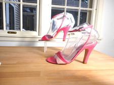 Marc Jacobs strappy Leather Slip on pink sandal heels Women's Size 7.5 M