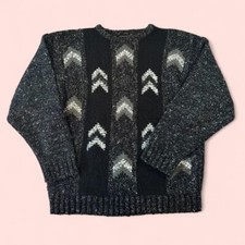 Vintage 90s Knit Sweater - Unique Pattern Vintage Pullover Knit Sweater