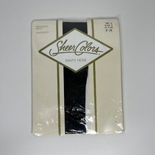 Vintage Size C Sheer Color Pantyhose Jet Black Sandal Foot