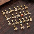 20G Tragus Earrings Flat Back Cartilage Ear Screw CZ Stud Labret Helix Piercing