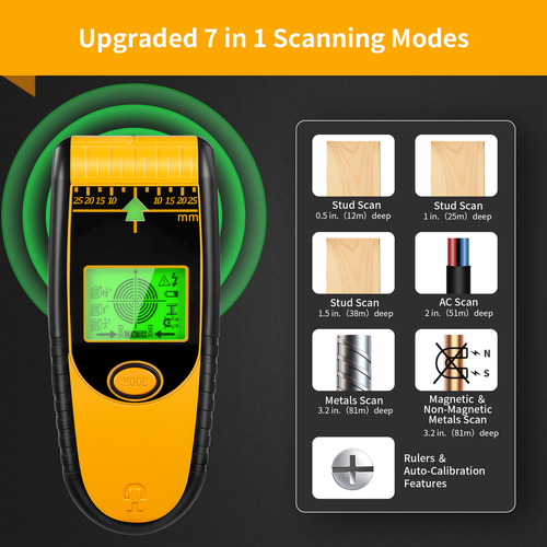 7 in 1 Digital Stud Finder Wood Metal Pipe Wire Wall Sensor Scanner LCD