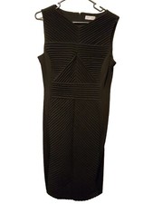 Calvin Klein Black Bandage Layered Fitted Sheath Cocktail Party Dress sz 12