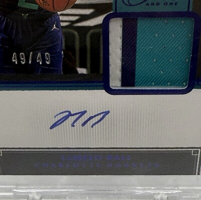 LaMelo Ball 2020-21 Panini One And One Rookie Dual Jersey Auto RPA