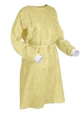 Yellow Level 2 Disposable Isolation Gown , 40gsm PP PE Knit Cuff, 10 pcs
