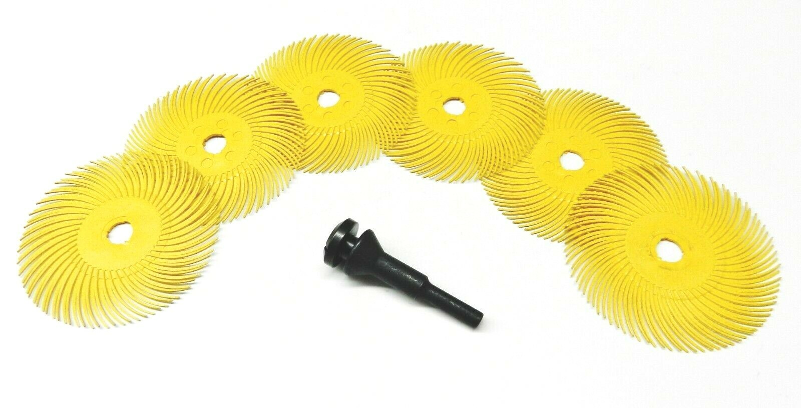 3m Radial Bristle Disc 3" 80 Grit Yellow with 1/4" Mandrel 6 Brushes