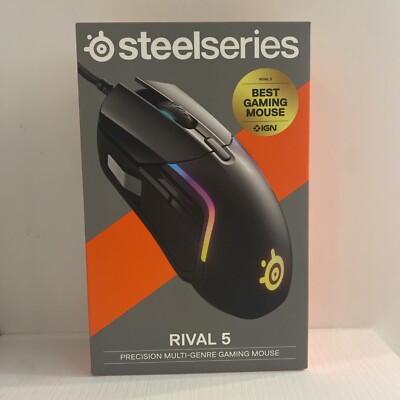 NEW & SEALED   STEELSERIES Rival 5 RGB Optical Gaming Mouse Black, 85g Weight