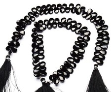 Natural Gem Black color Spinel Smooth 10x8MM Size Pear Shape Beads 10" Strand