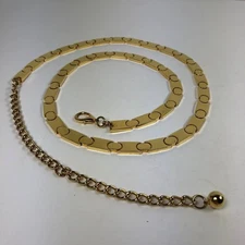 Women's Size S/M Narrow Gold Metal Chain Link Hip Belt Dressy Flat 32"-38"