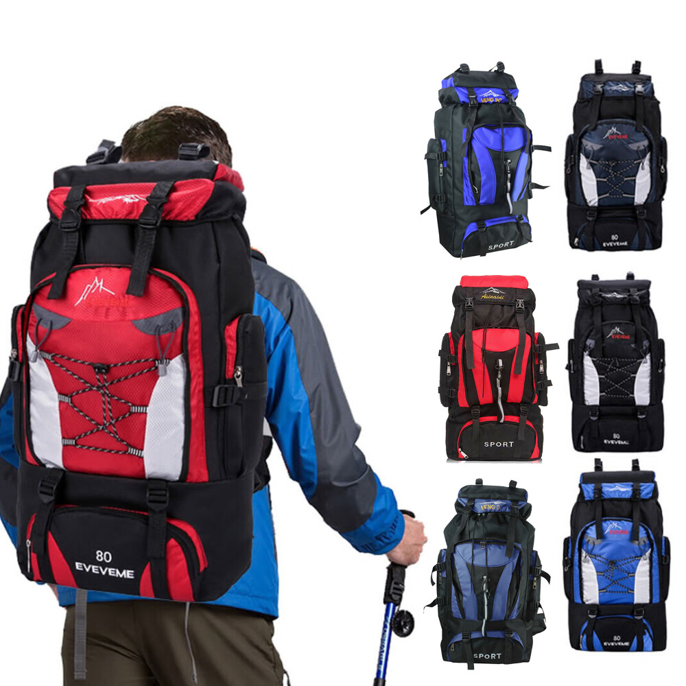 70L 80L Outdoor Camping Hiking Backpack Waterproof Rucksack For Travel  Climbing | eBay