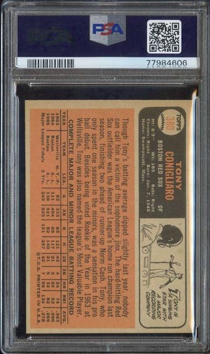 1966 TOPPS #380 TONY CONIGLIARO PSA 8 RED SOX *ADT6124 - Picture 2 of 2