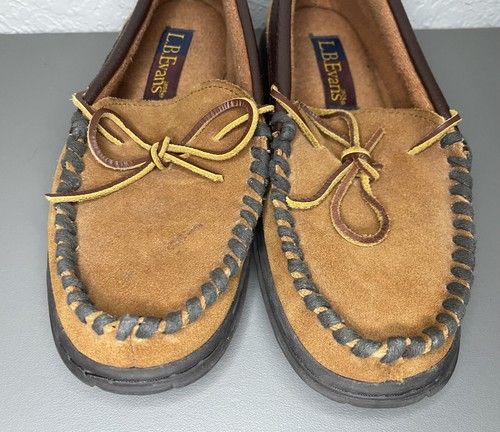 L.B. Evans Men's Chestnut Suede Moccasin Style Slippers Size 8M #1131 - Picture 3 of 9