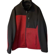 Swiss Tech Sweater Jacket Stretch Fleece Full Zip Knit Soft Shell Red Sz Large