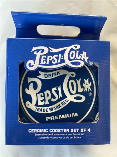 New Pepsi-Cola Ceramic Coaster Set Of 4 Drink Coasters Vintage Logo Design 2024
