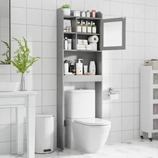 Bathroom Storage Cabinet Over the Toilet/ Washing Machine w/ Magnetic Door Grey