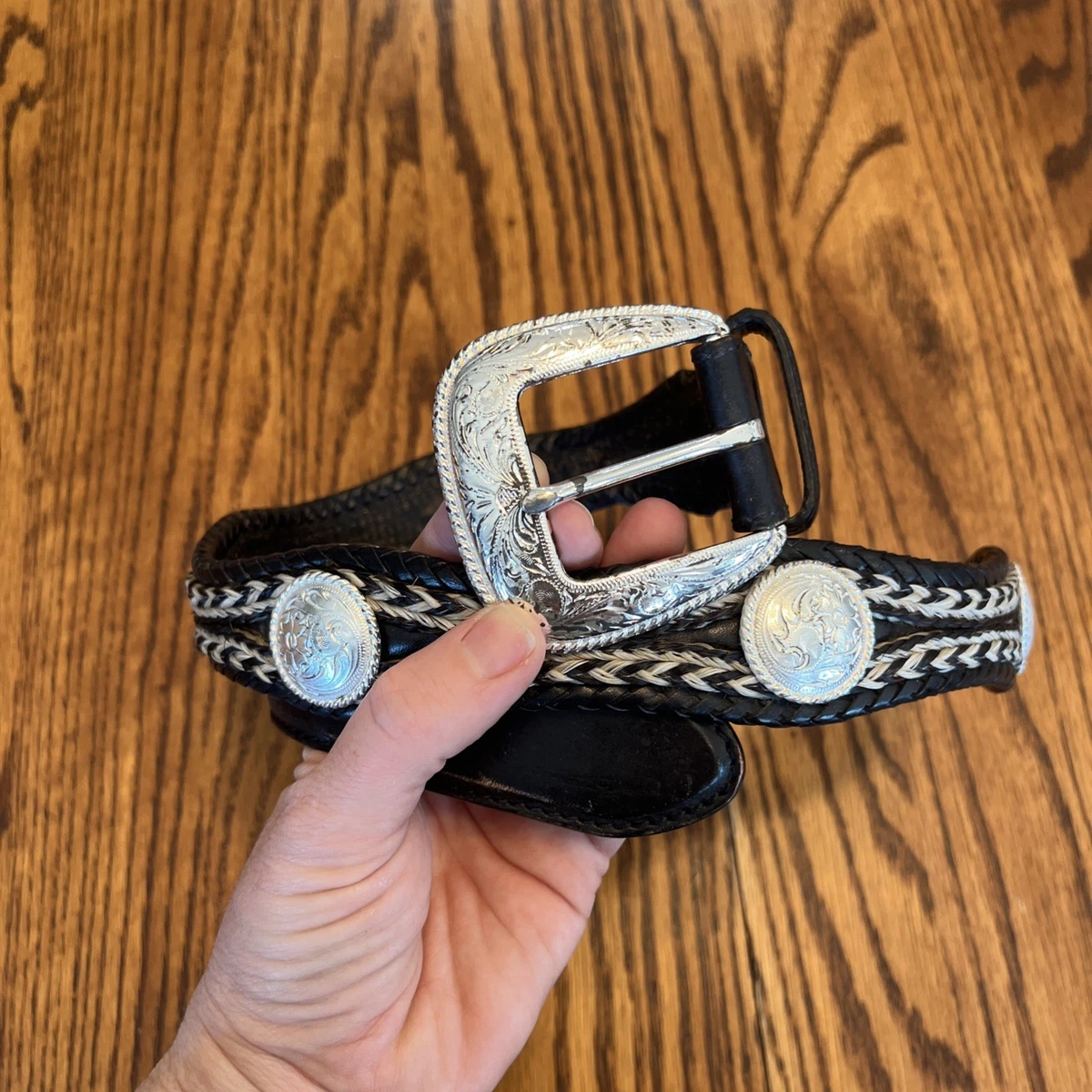 Genuine Leather Western Belt Silver Diamond Buckle Unisex Vintage Country Style Slivery Rhinestone Western Belt Studded PU Leather... From  main image 3