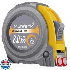 MulWark 26ft Measuring Tape Measure by Imperial Inch Metric Scale with Both-S