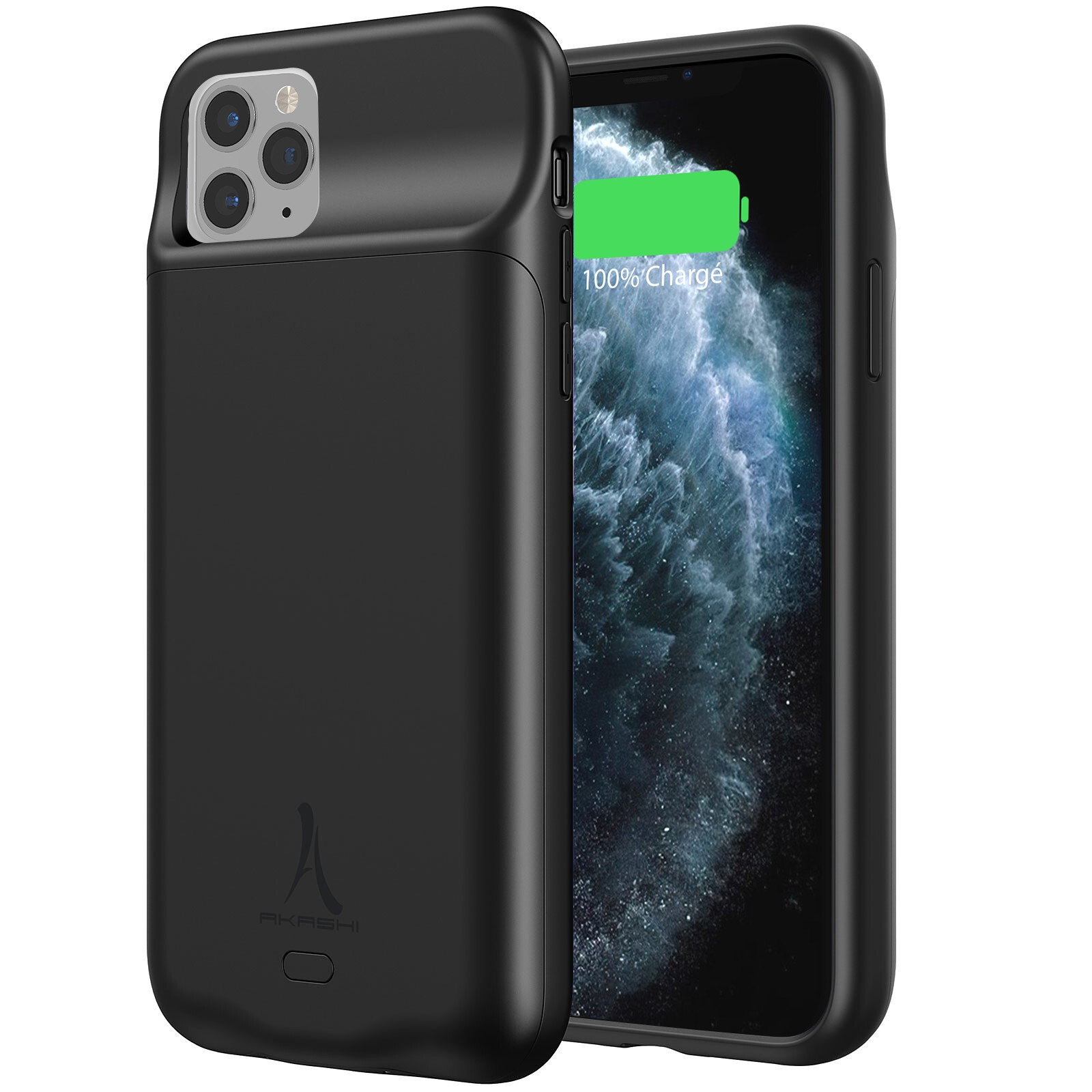 Coque de Charge iPhone 11 Pro Akashi Noire 3500 mAh - Idéale pour Voyages et Sorties