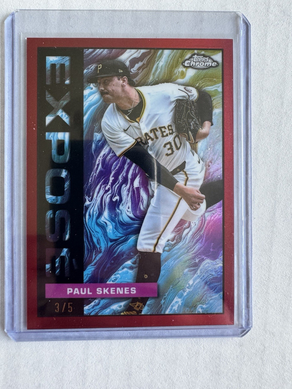2025 Topps Chrome Paul Skenes Red Refractor Expose 3/5 Pirates