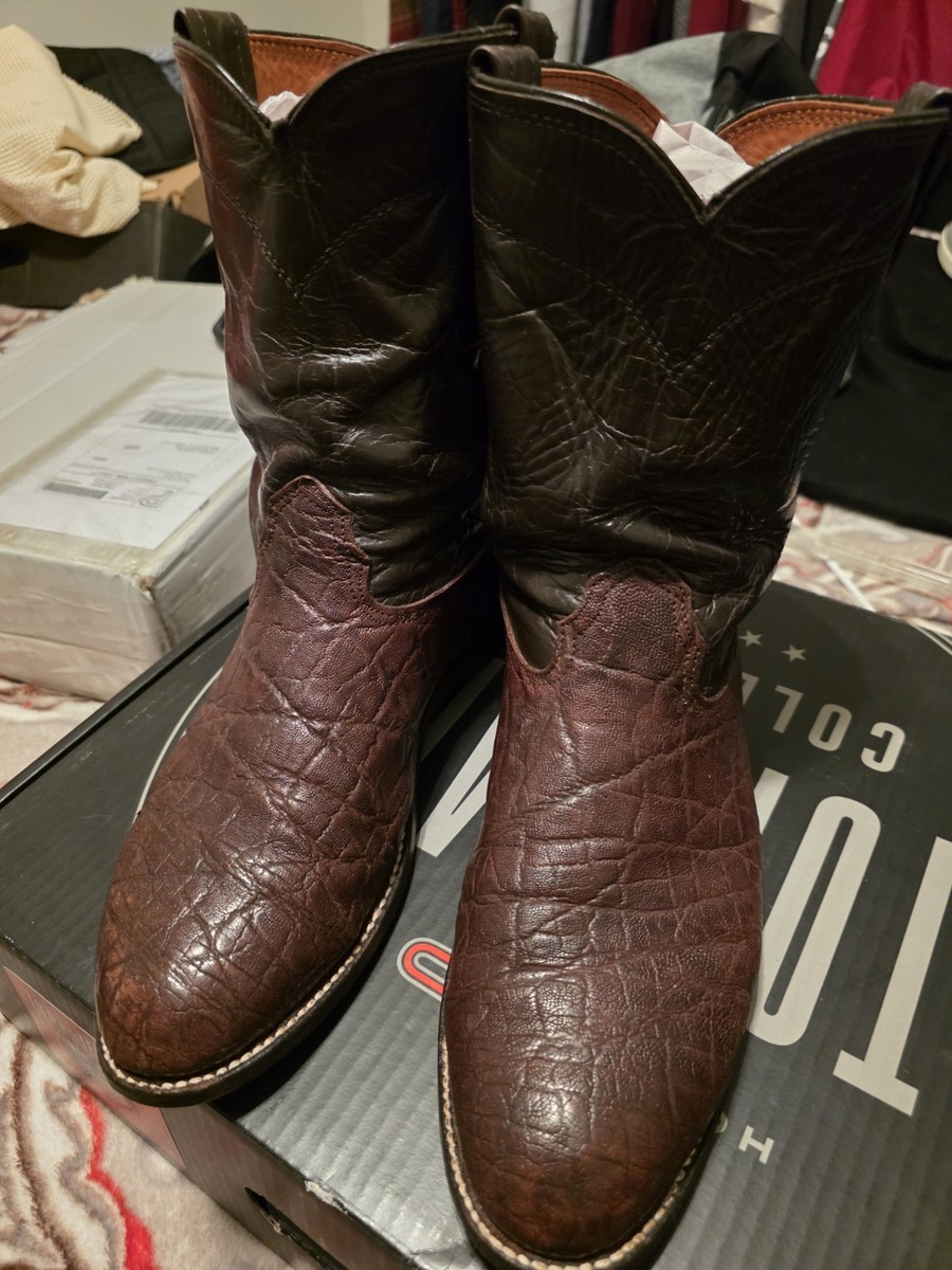 Men's Larry Mahan Elephant Print Roper Cowboy Boots | eBay