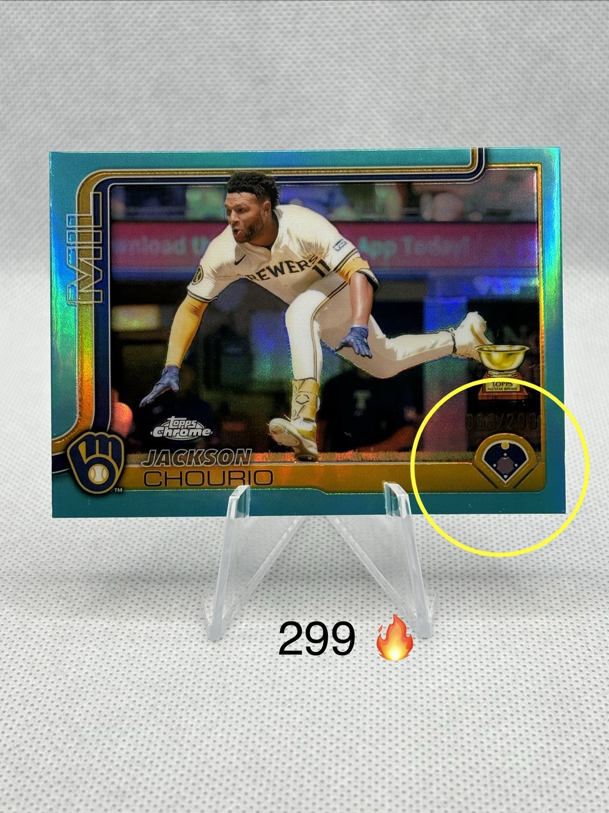 2025 Topps Chrome - Jackson Chourio #262 Teal Refractor /299