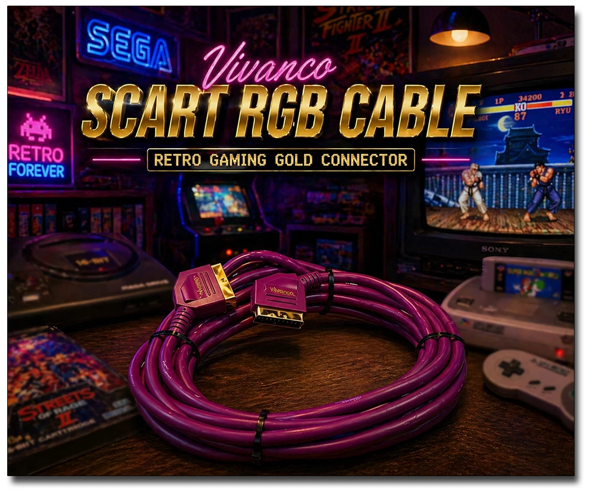 Premium Scart Cable 🌈RaRe🌈 10M Strong RGB Signal Retro Gaming - Gold Connector - Picture 4 of 6