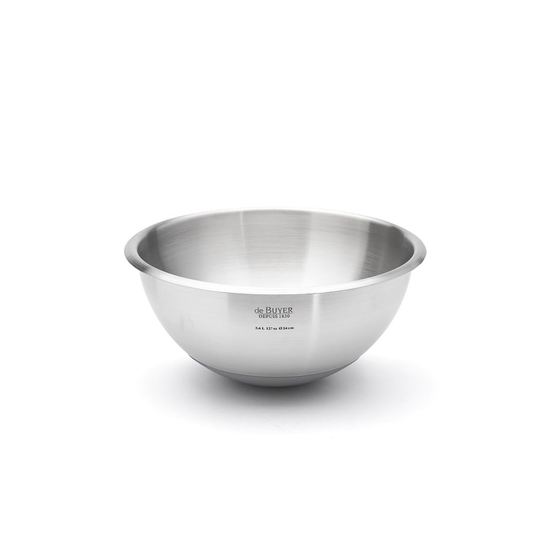 Bassine cul-de-poule en inox 3L avec base silicone antidérapante