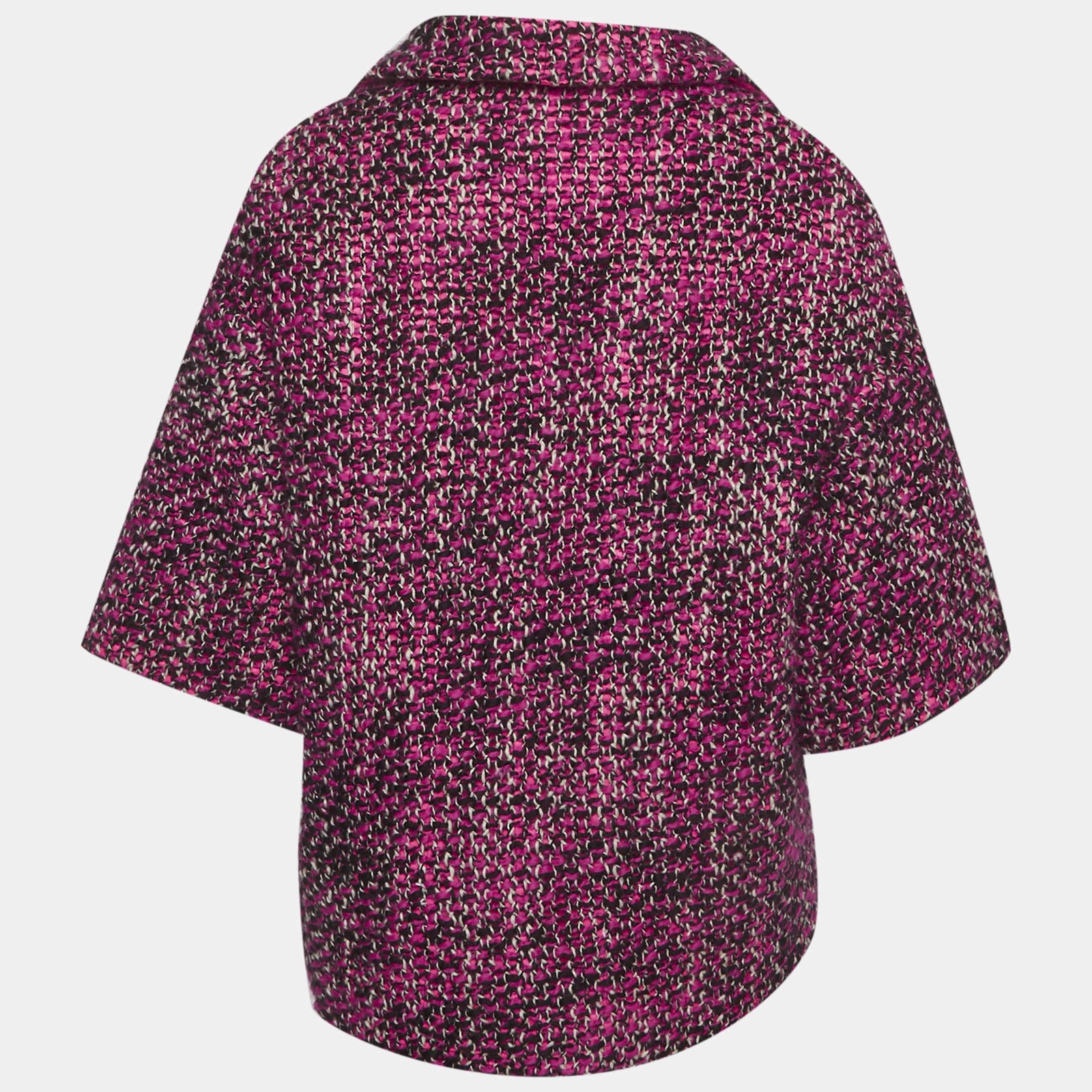 Prada Pink Tweed Short Sleeve Puffer Jacket S thumbnail 2