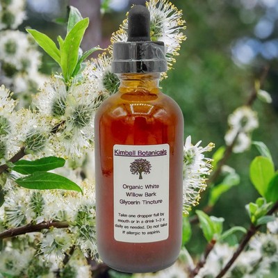 Certified Organic Tincture White Willow Bark Double Extracted Glycerin Tincture