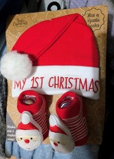 Babys First Christmas Hat And Shoes