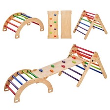 VEVOR Pikler Triangolo Set 5 in 1 Montessori Arrampicata Giocattolo Bambini Colorati